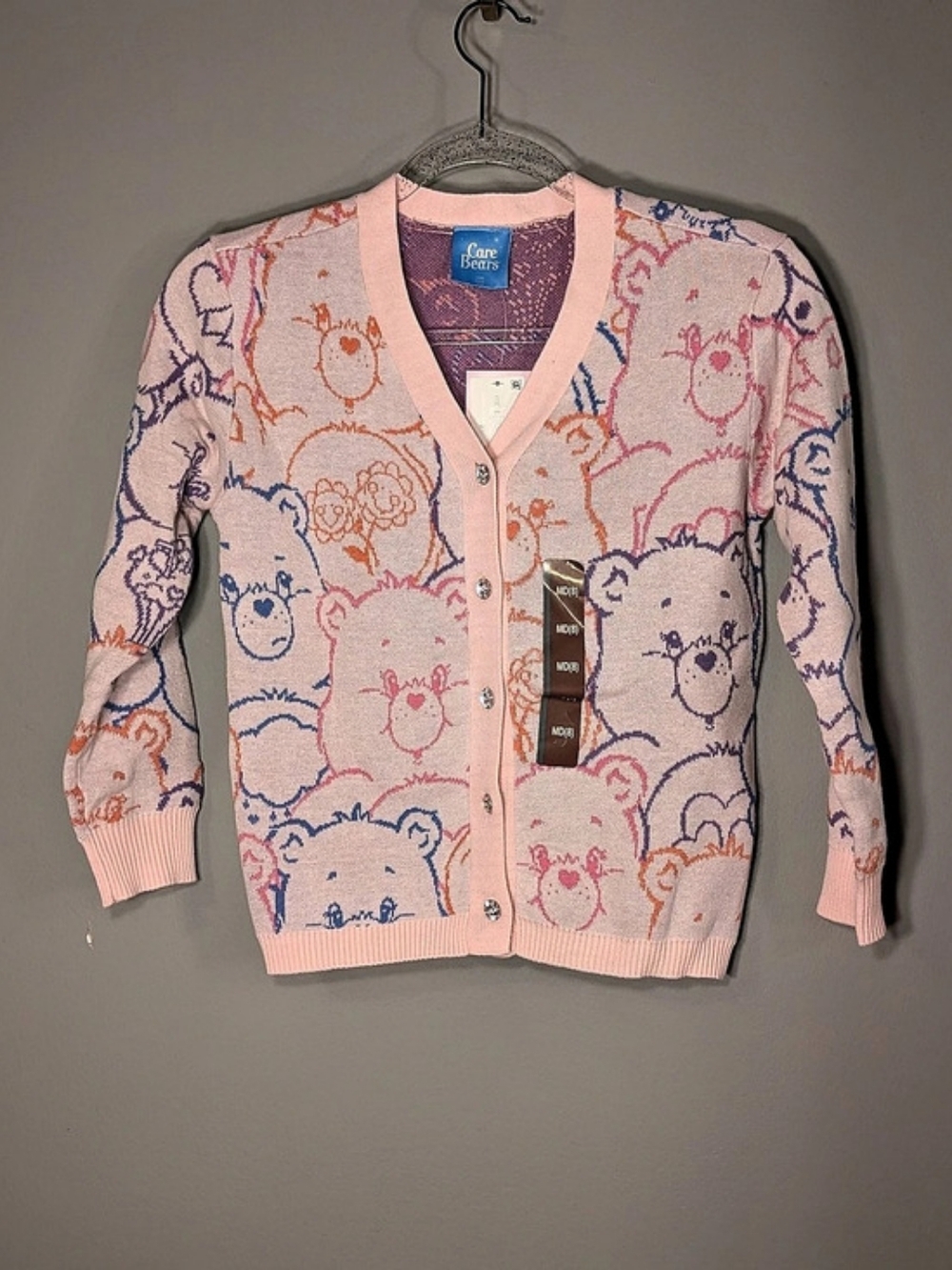 Care Bears Mad Engine Comfy Collection Cardigan Pink & Blue Size Medium NWT